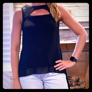 ✨🖤Sparkly Black Chiffon Cutout Tank 🖤✨